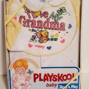 1990 Playskool Baby Onesie and bib 3-6mo "I Love My Grandma"